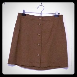 Brown front button mini skirt